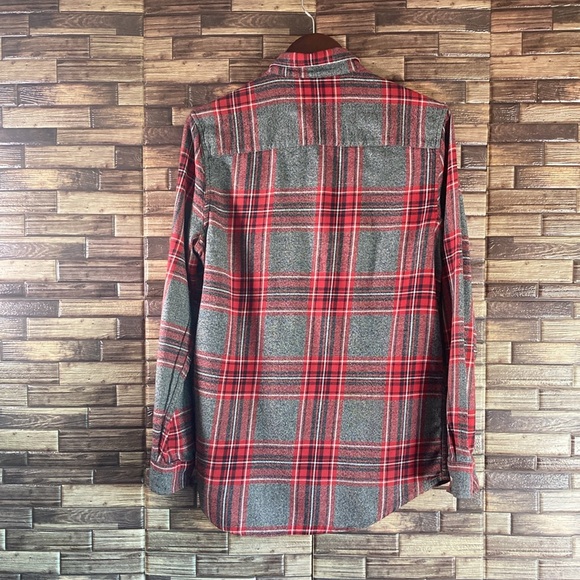 Mens EUC TOPMAN Red Flannel Button Down Shirt Medium - Picture 2 of 7